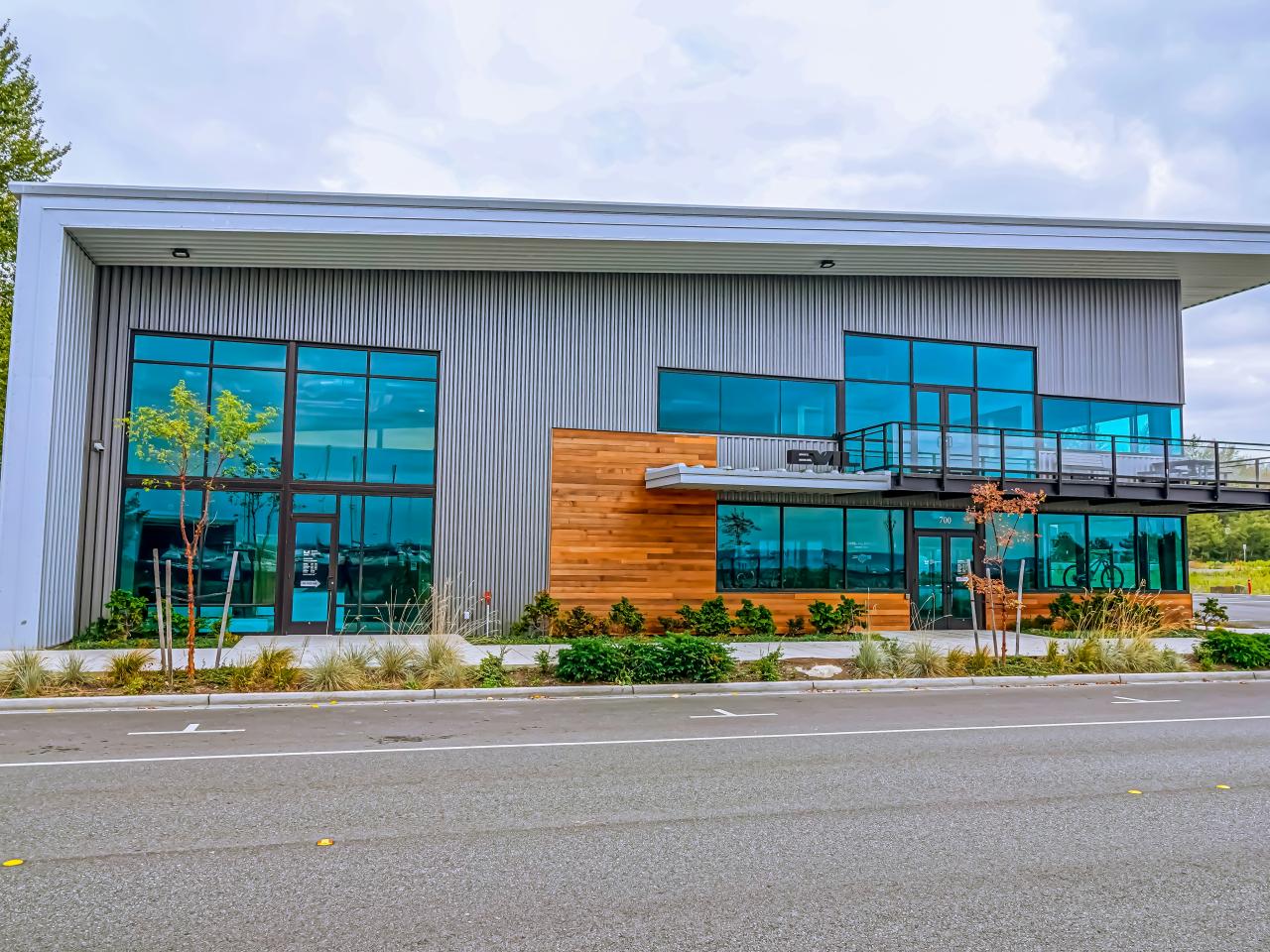 blue and brown concrete building