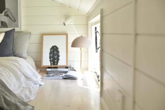 white table lamp on white table